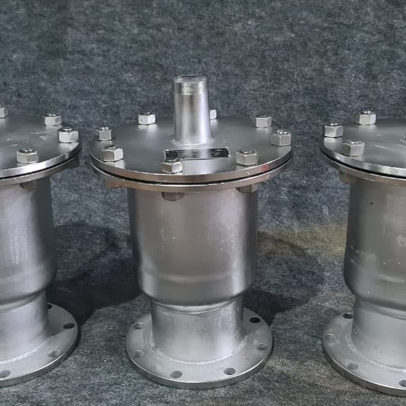 Vertical stainless steel air eliminators prepared for despatch