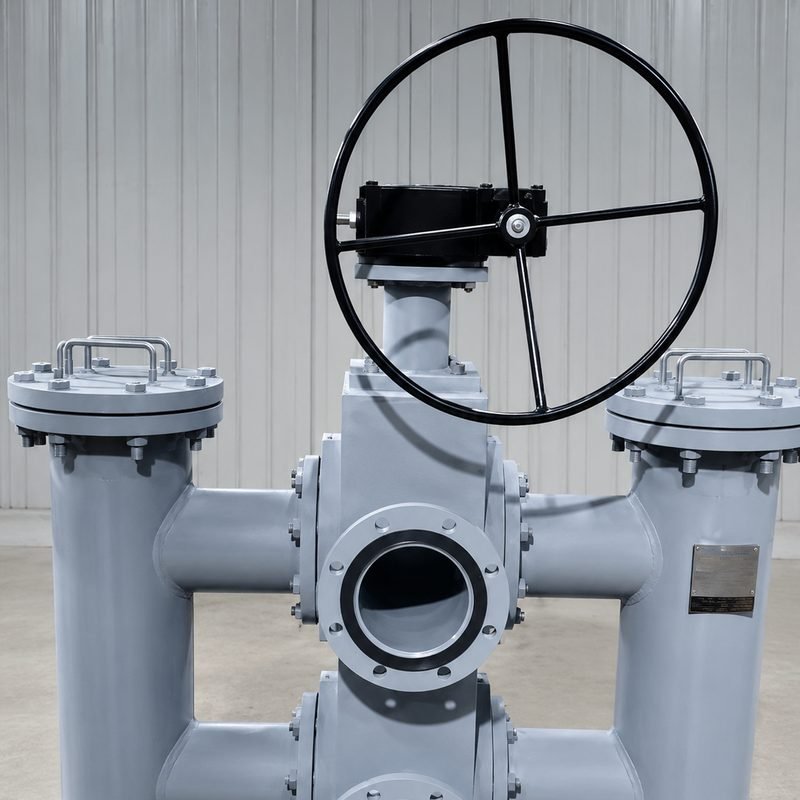 Duplex strainer with twin bodies and hand wheel changeover for uninterrupted filtration