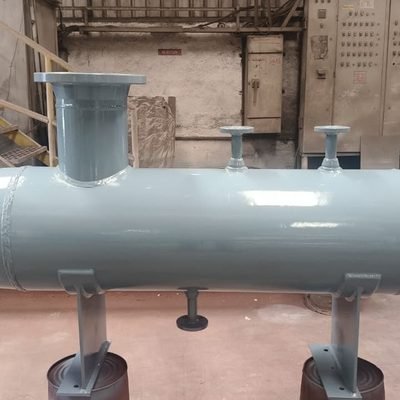 Horizontal pressure vessel on saddle supports before final coating