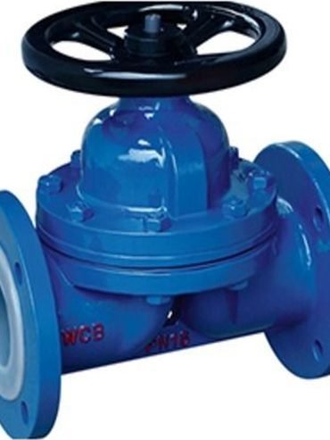 Lined diaphragm valve with hand wheel and flanged ends for hygienic and corrosive service